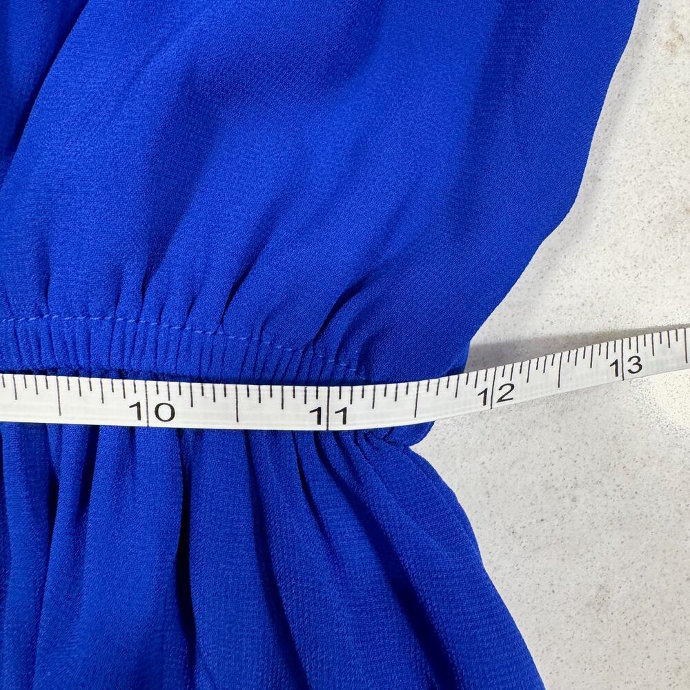 Lulus Wondrous Water Lilies Royal Blue Maxi Dress M Faux Wrap Slit Cobalt Event - Picture 15 of 16